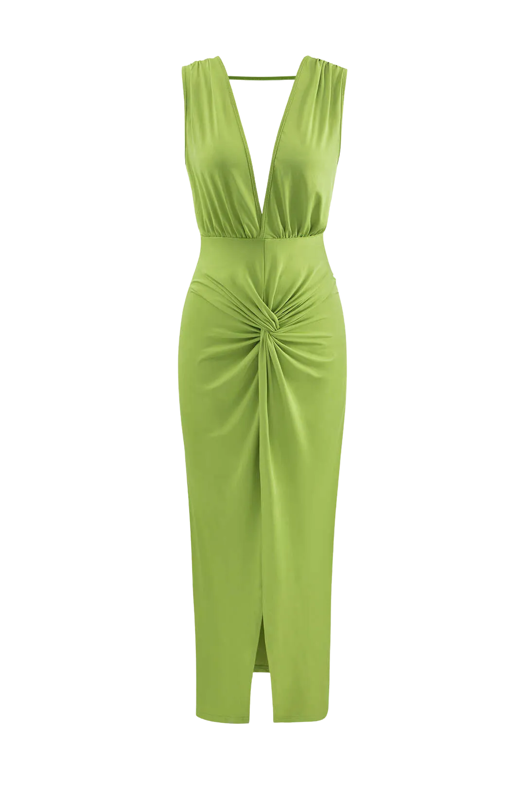 A&A Summer Ruched Backless V Slit Women Bodycon Maxi Dress