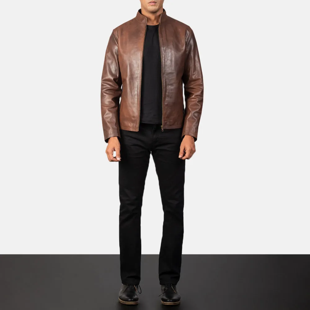 Alex Brown Leather Biker Jacket