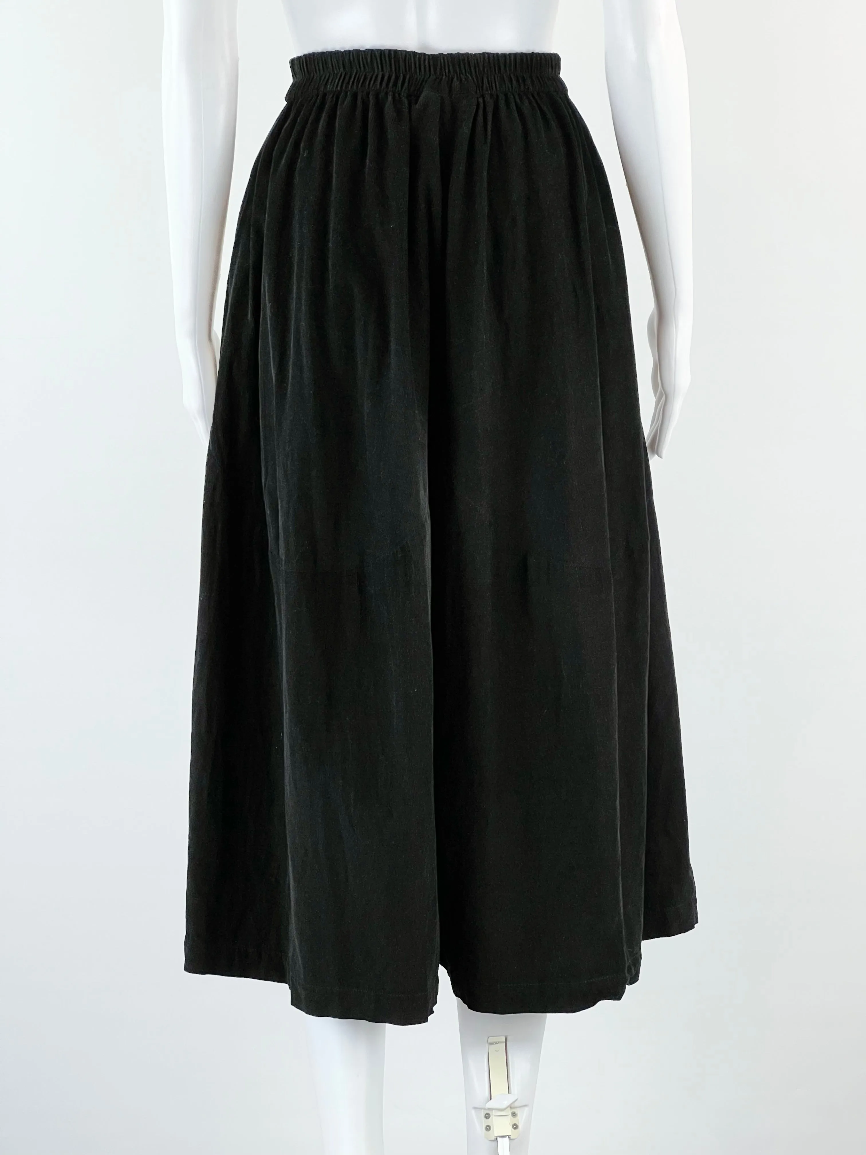 Alpha60 Black Microcord Wide Leg Culottes - AU4-6