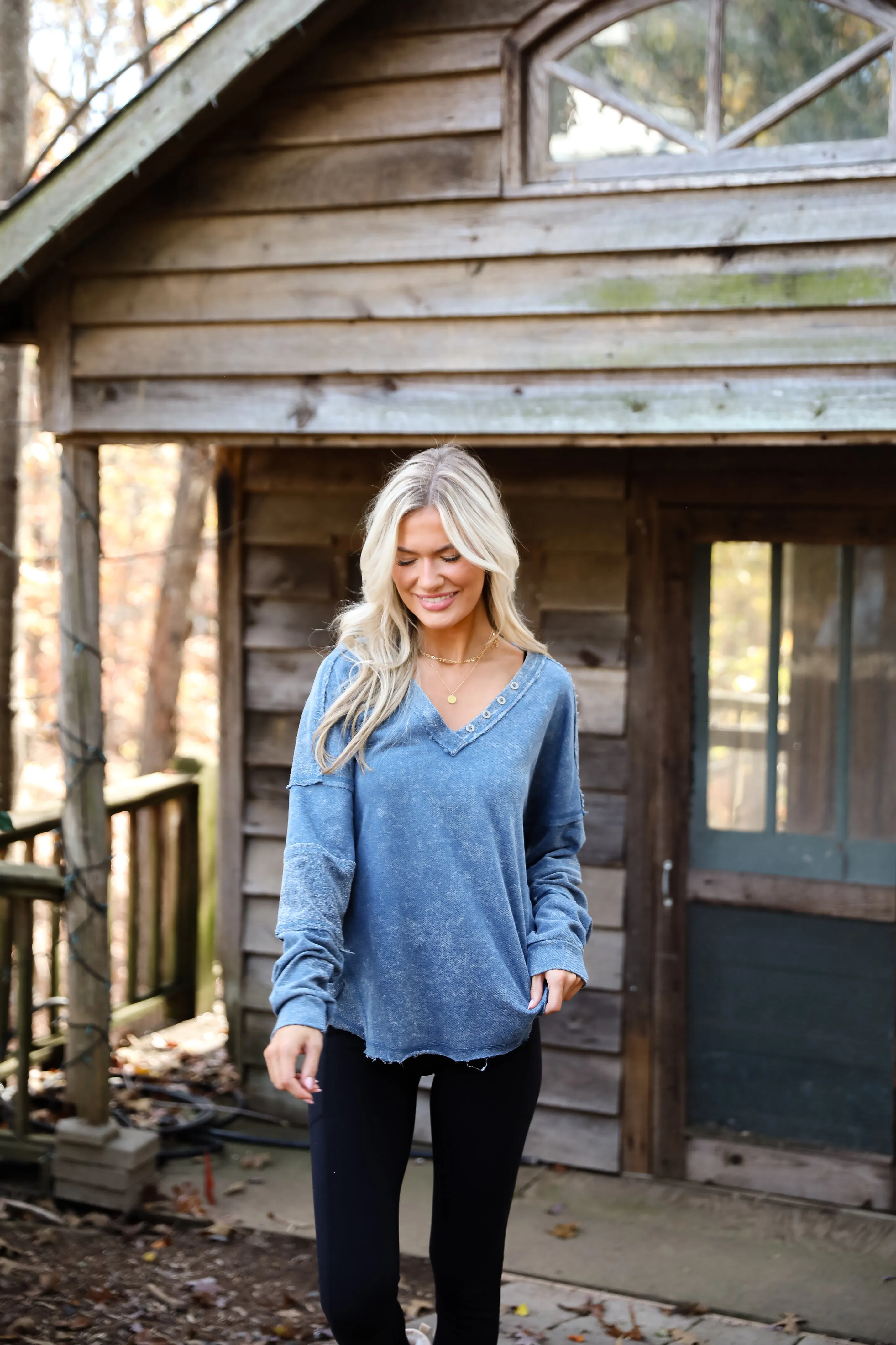 Amazing Memories Denim Knit Top - DOORBUSTER