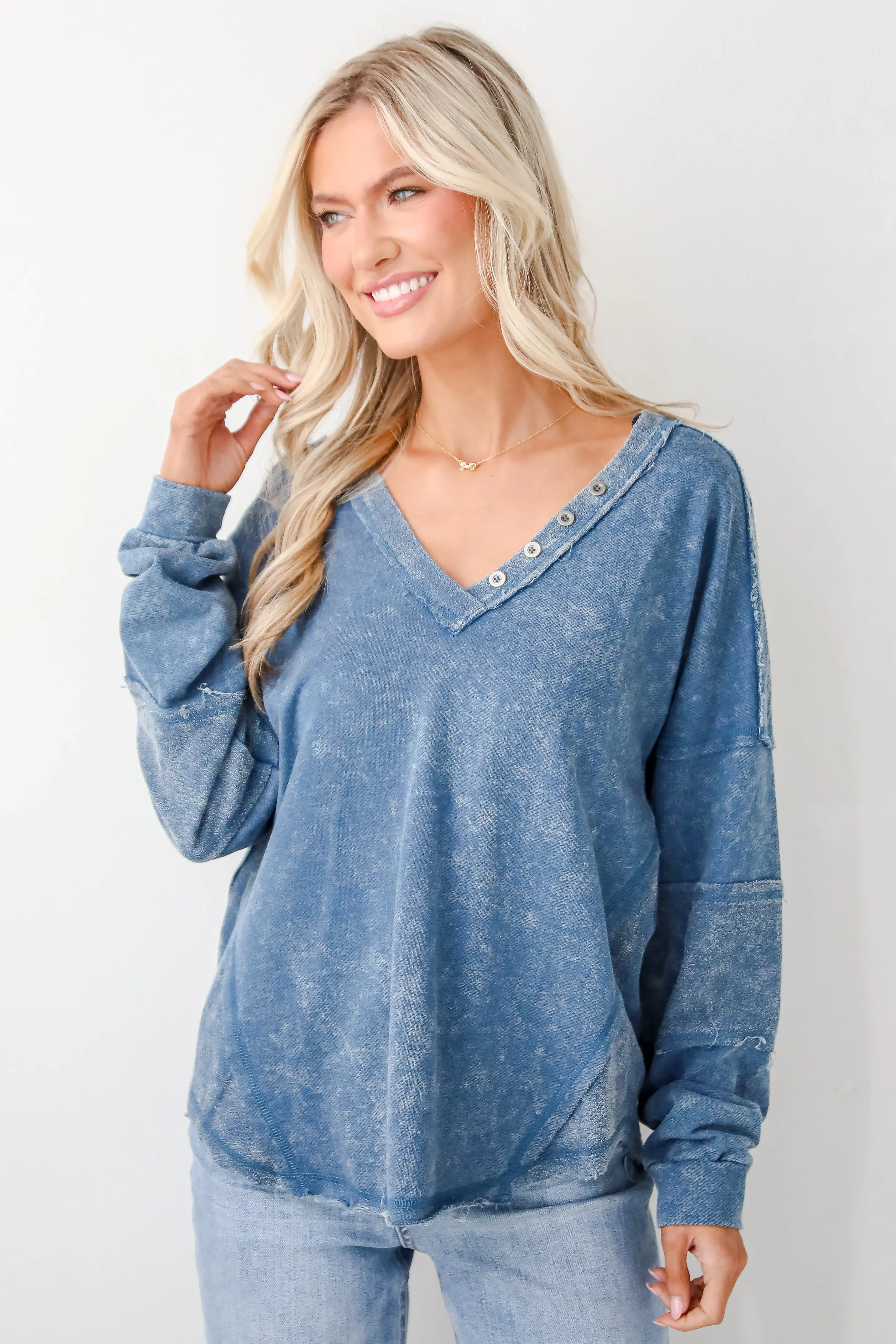 Amazing Memories Denim Knit Top - DOORBUSTER