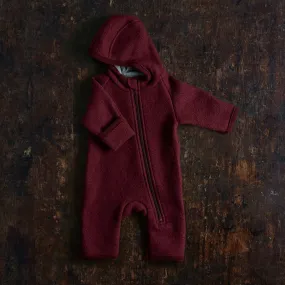 Baby & Kids Boiled Merino Wool Zip Overall - Cassis