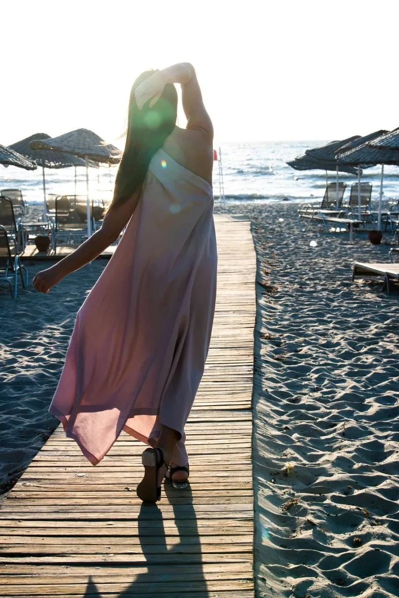 Baby Pink Linen One Shoulder Dress  TIFFANY