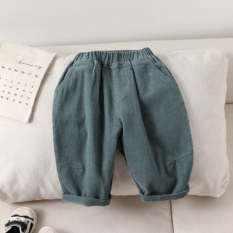 Baby&#039;s Autumn And Winter Corduroy Pants For Boys And Girls All-match Straight Cotton Loose Pants For Autumn