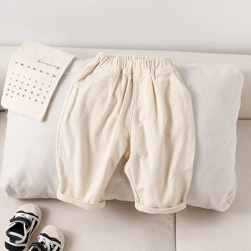 Baby&#039;s Autumn And Winter Corduroy Pants For Boys And Girls All-match Straight Cotton Loose Pants For Autumn