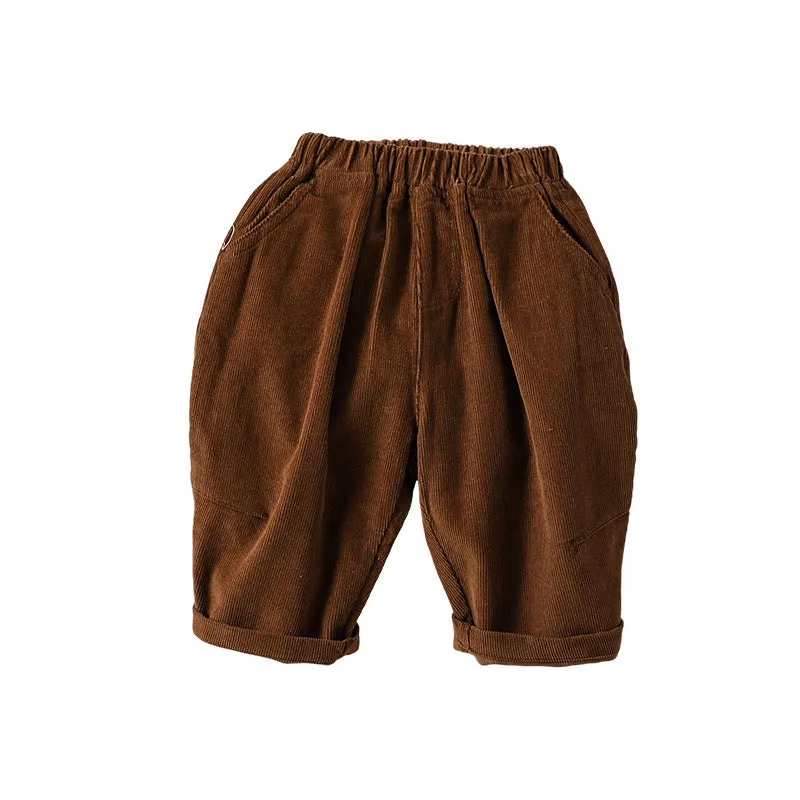 Baby&#039;s Autumn And Winter Corduroy Pants For Boys And Girls All-match Straight Cotton Loose Pants For Autumn