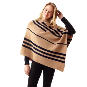 Beige Stripe Turtleneck Poncho