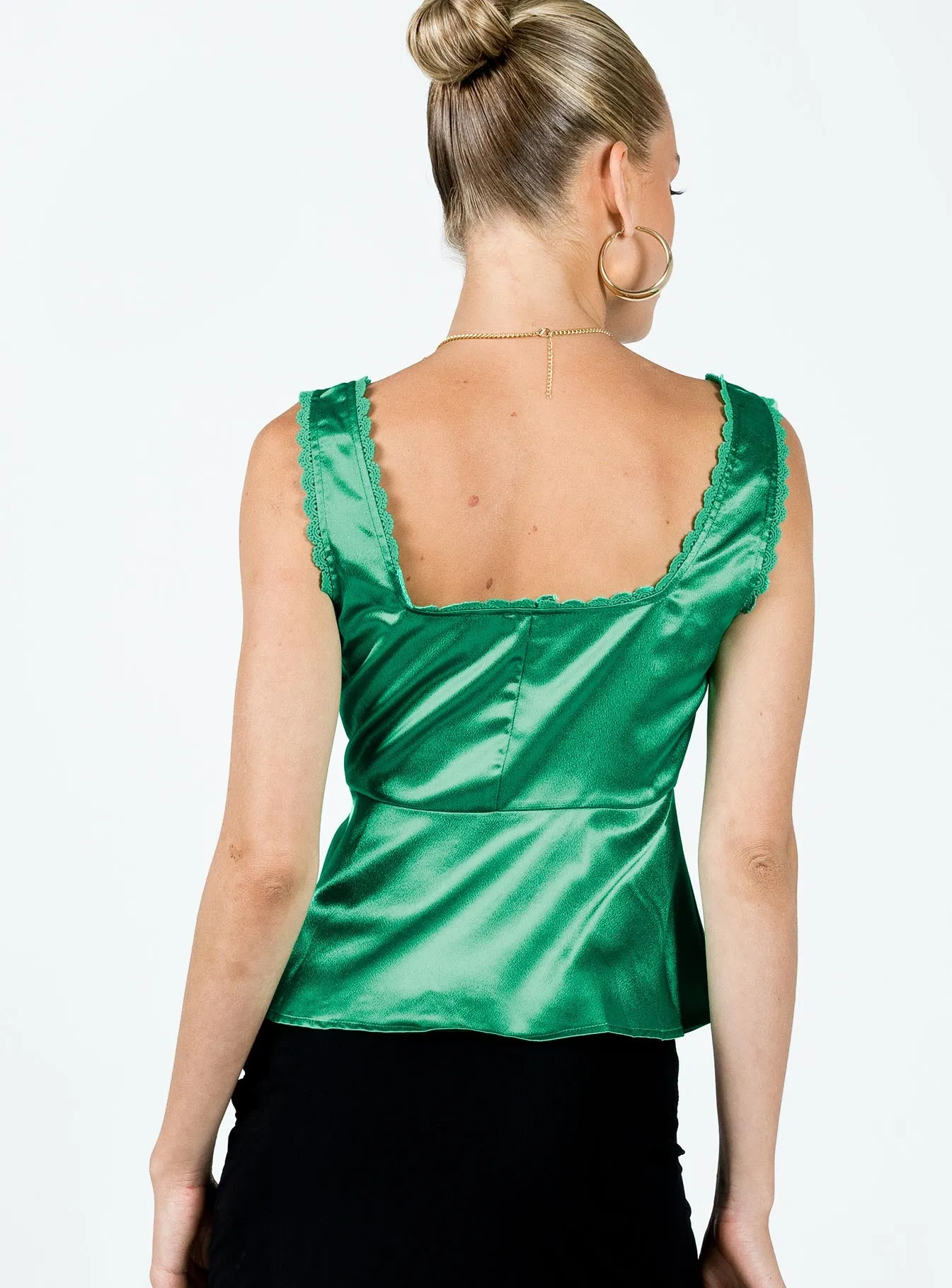 Berlin Satin Top Green