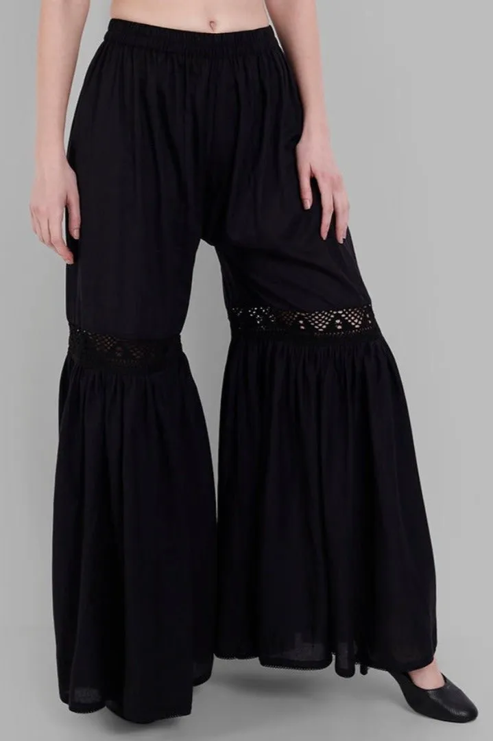 Black Cotton Hakoba Gharara Pants