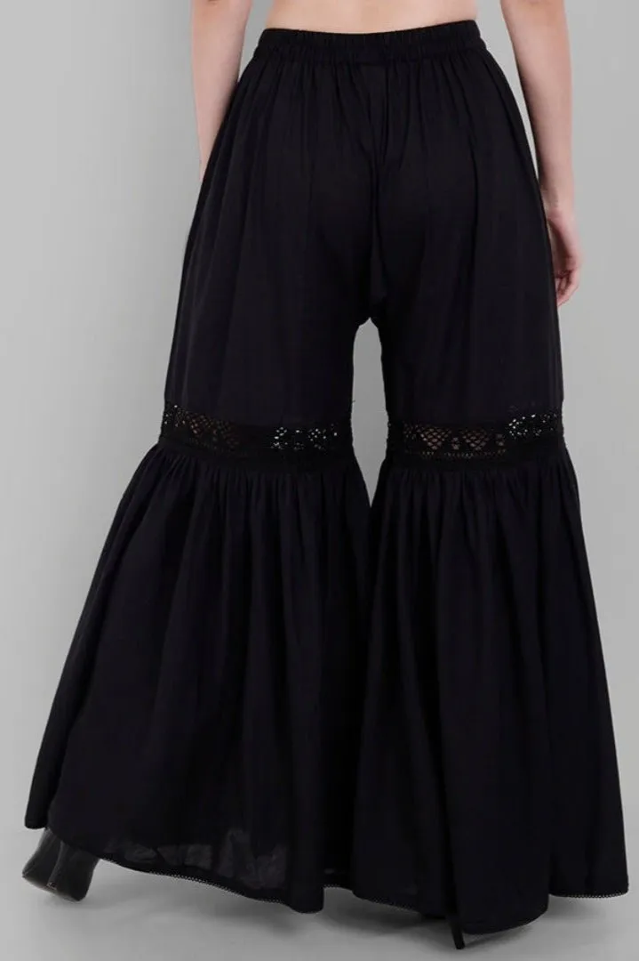 Black Cotton Hakoba Gharara Pants