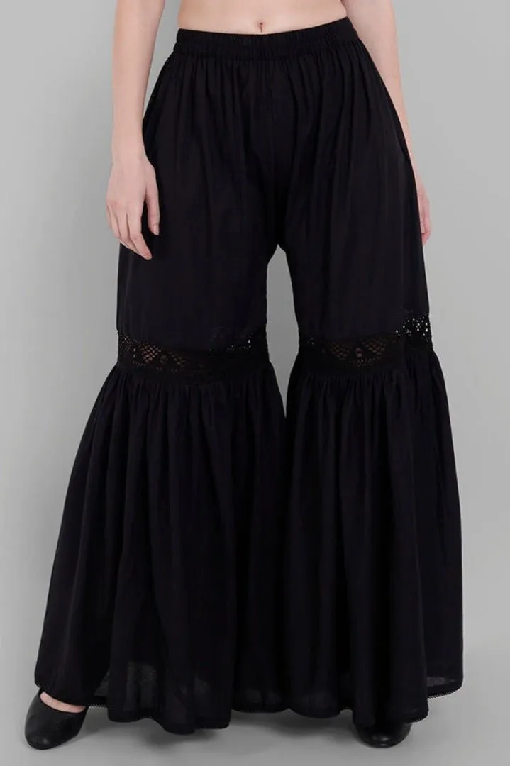 Black Cotton Hakoba Gharara Pants