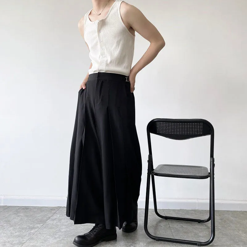 Black Pleated Wide Leg Culottes