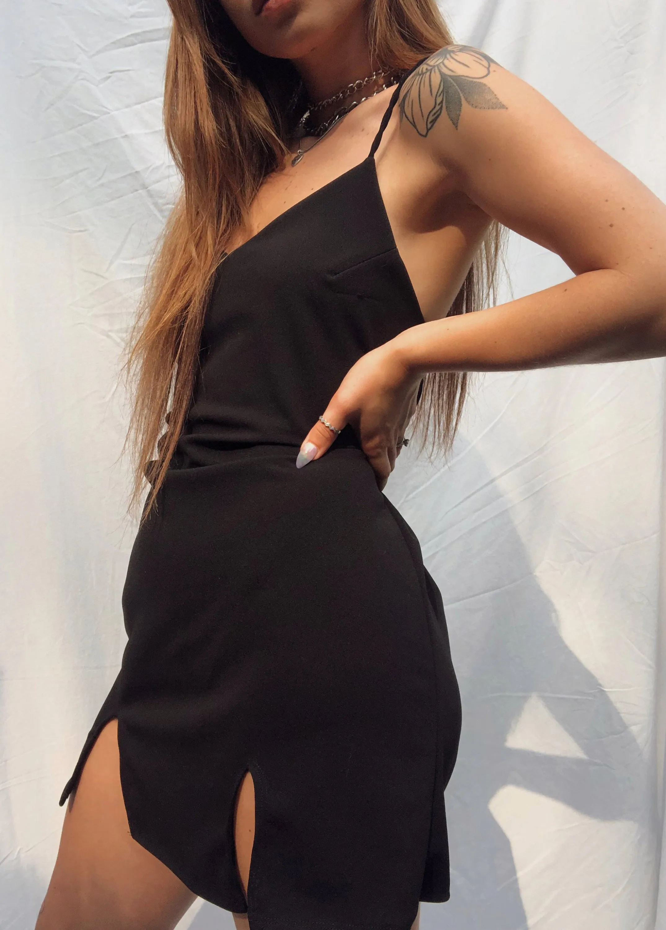 Black slip dress