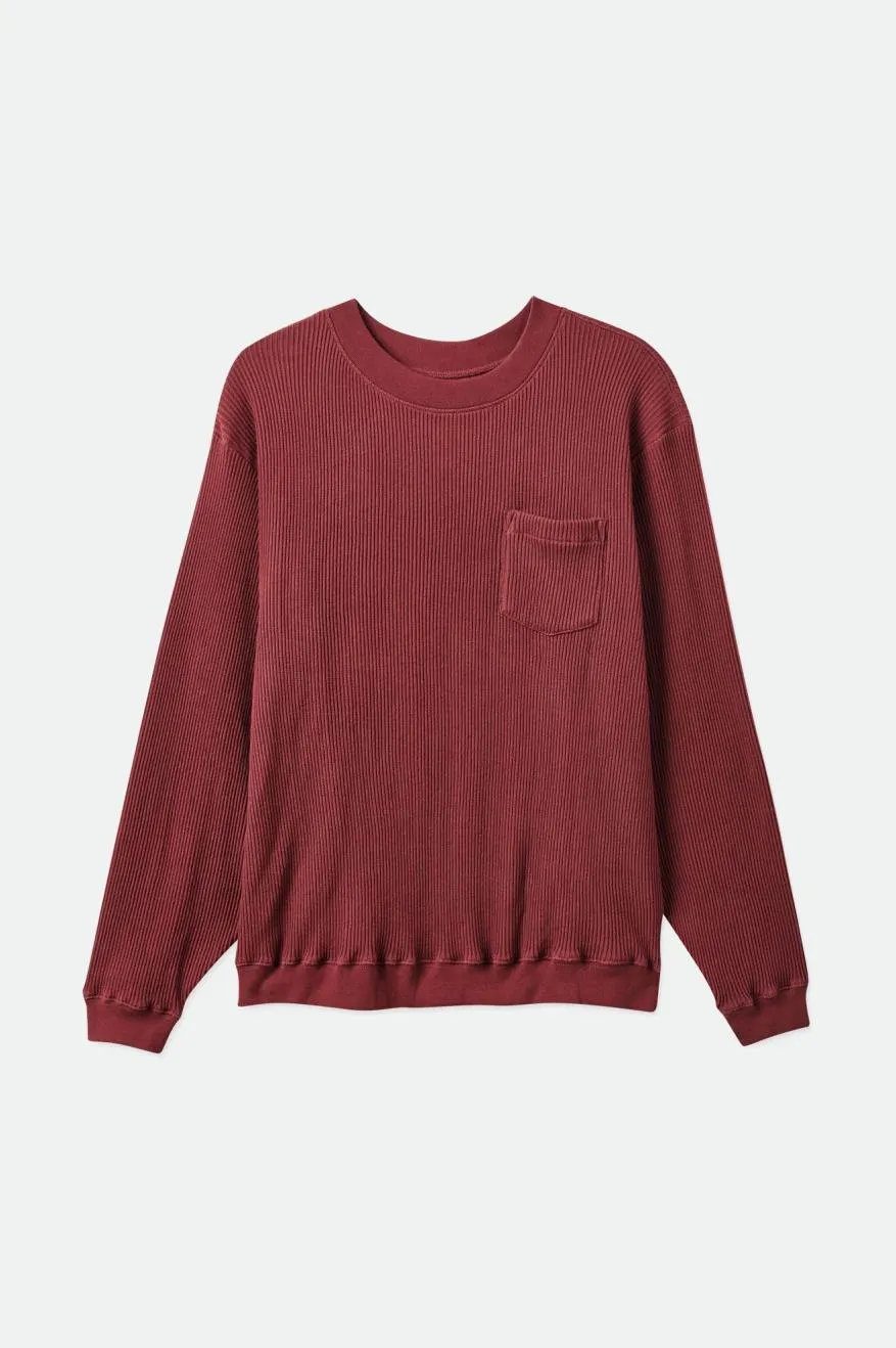 Corded L/S Sweater Pocket Knit - Washed Burnt Henna