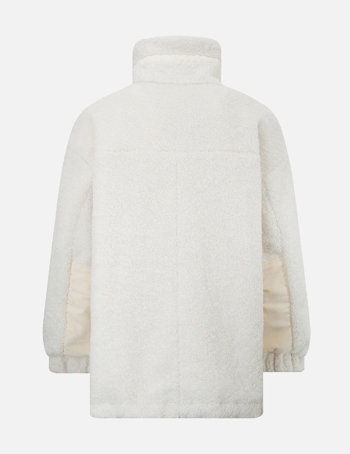 Corduroy Blocked Zip-up Sherpa Coat