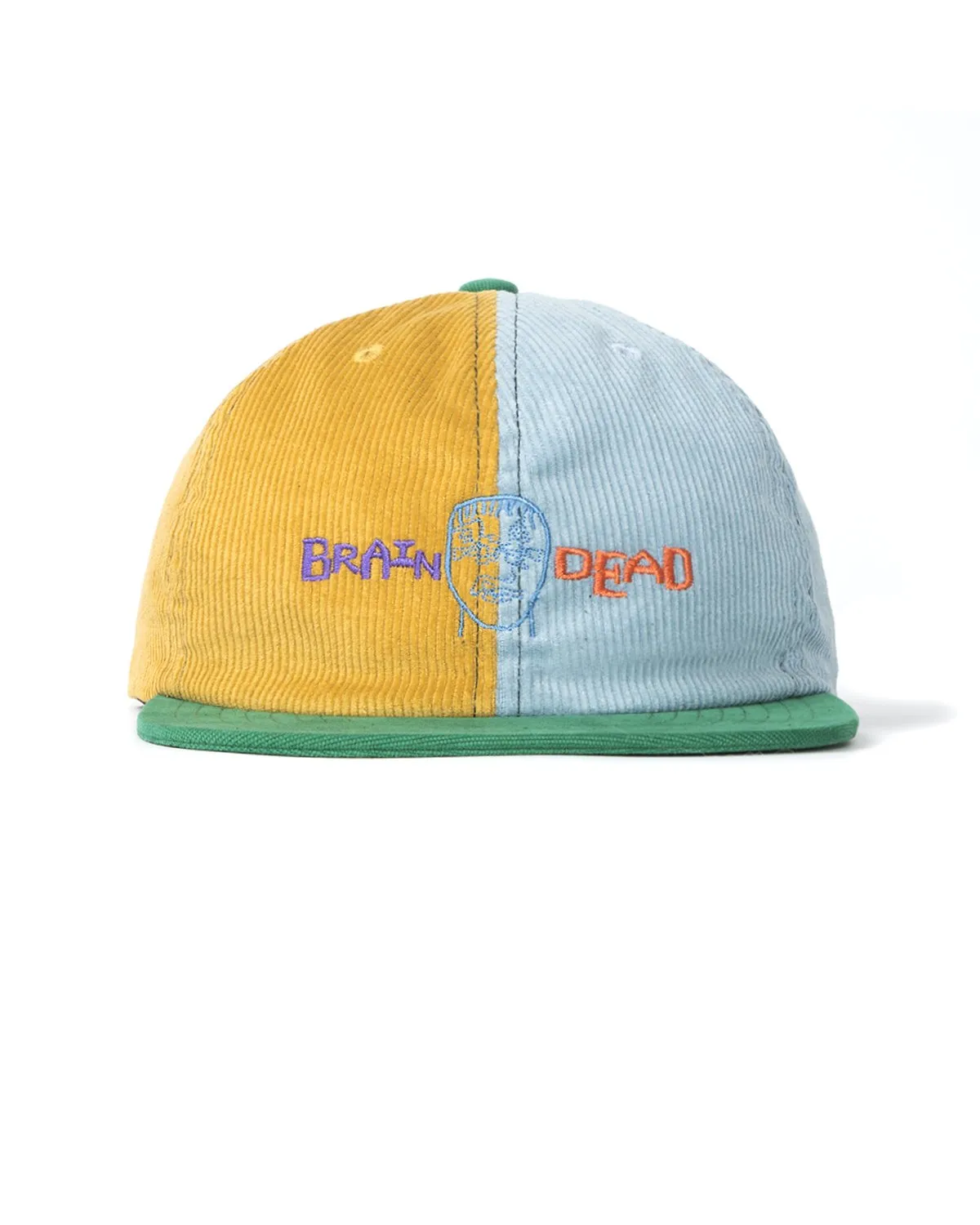 Corduroy Color-blocked strap back Hat - Yellow/Teal/Green