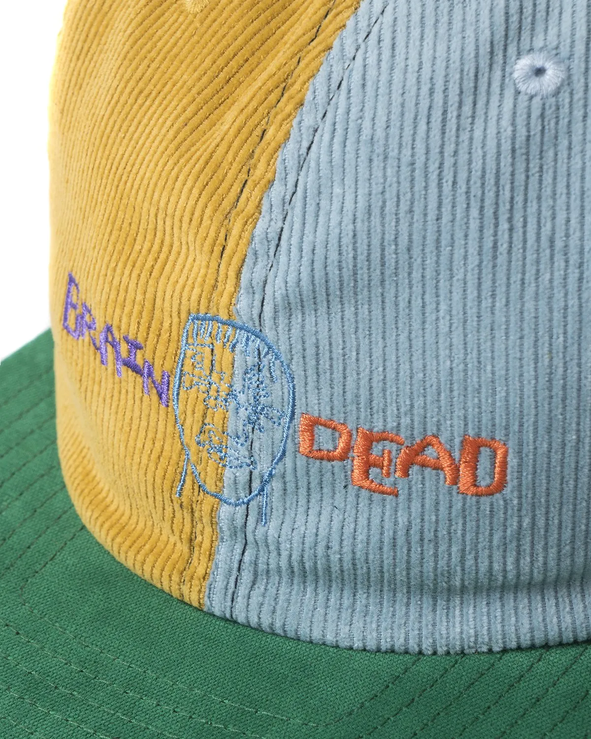 Corduroy Color-blocked strap back Hat - Yellow/Teal/Green