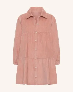 Corduroy Tiered Dress - Dusty Rose