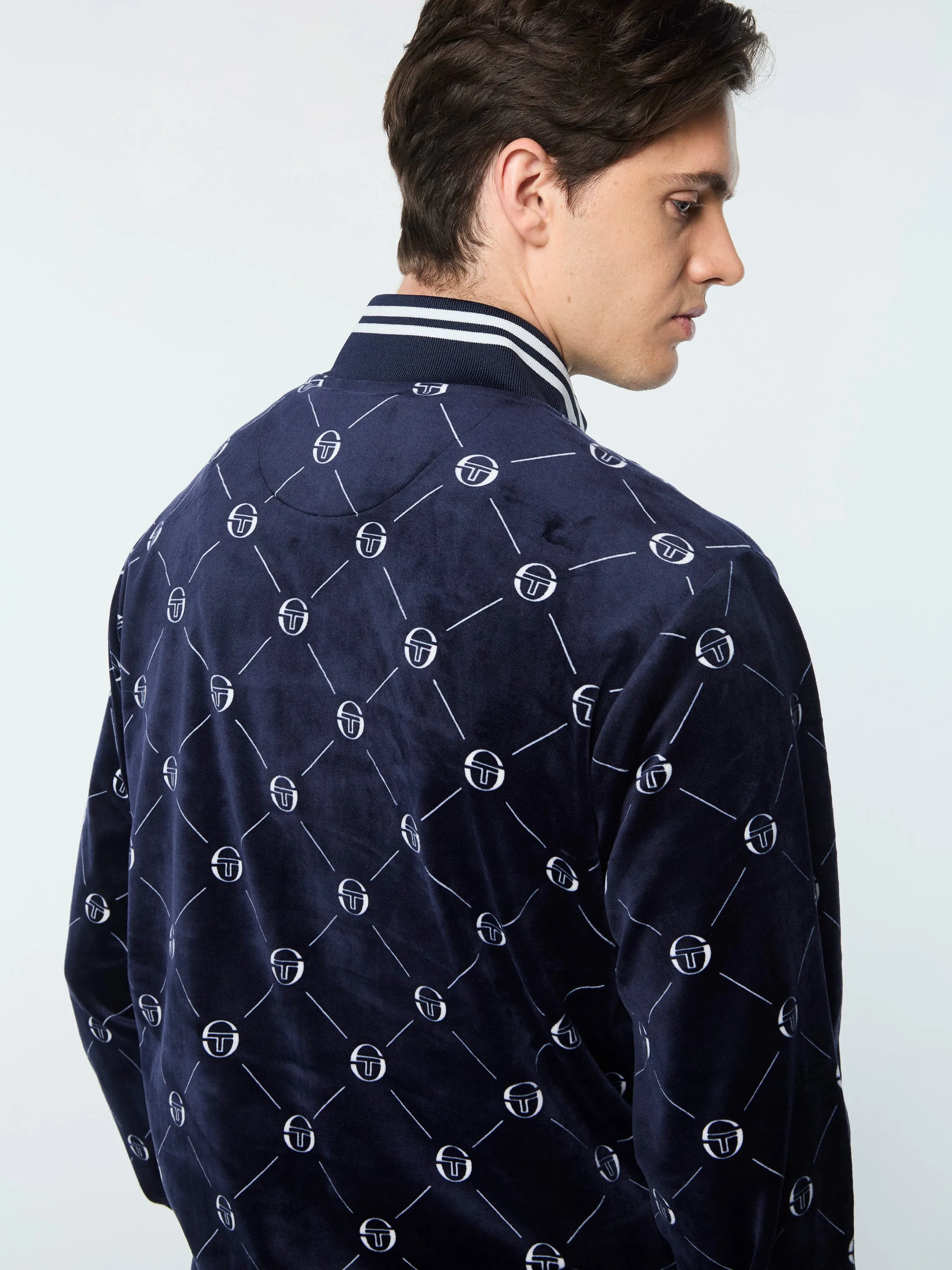 Cosimo Velour Track Jacket- Maritime Blue