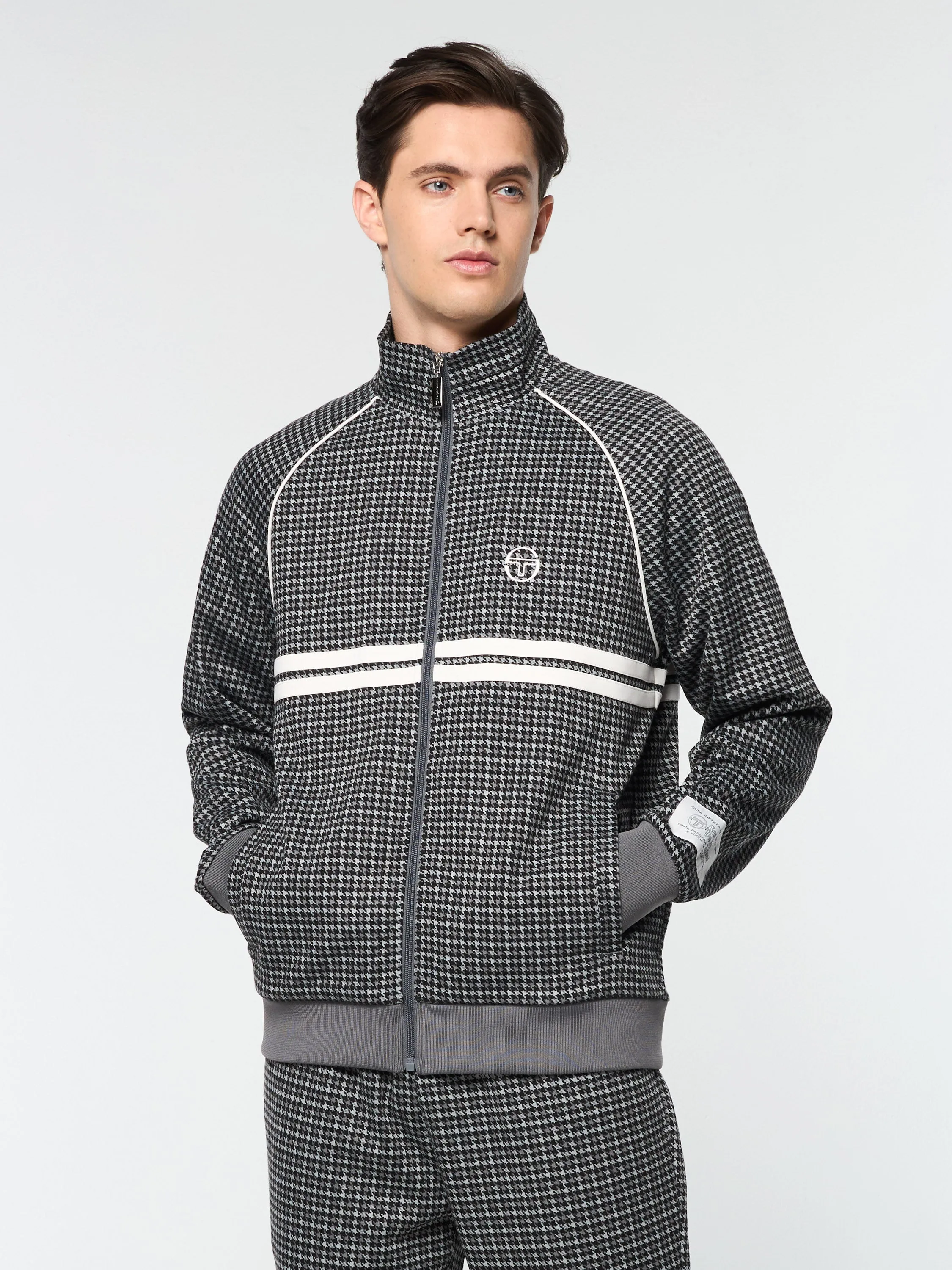 Dallas Houndstooth Track Jacket- Black Beauty