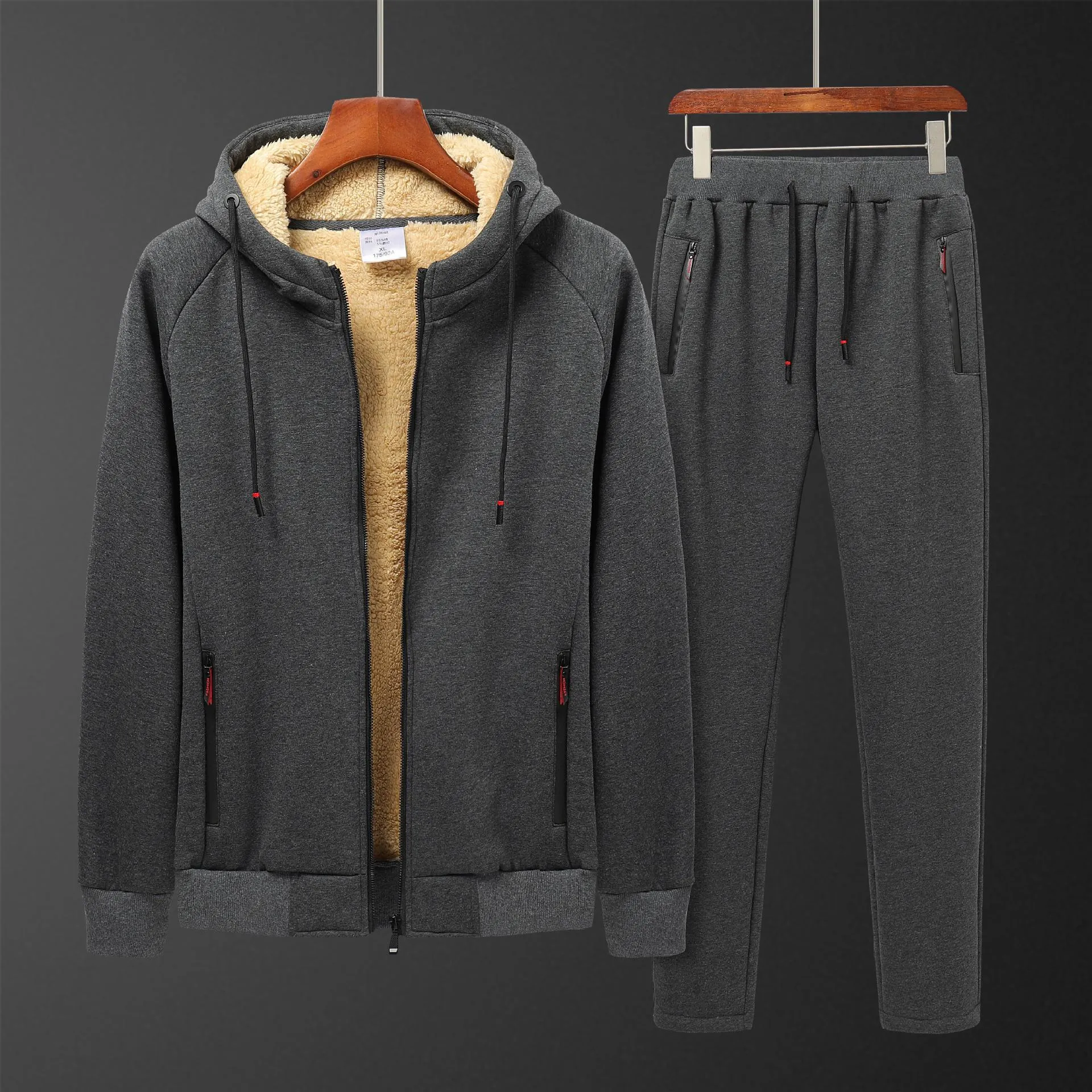 Fabioogo Lamb Wool Warm Casual Sports Suit for Men