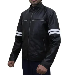 Fast and Furious Paul Walker Stripe Style Biker Leather Jacket