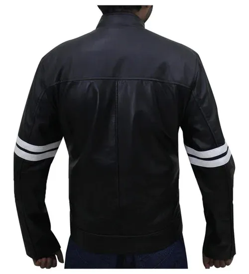 Fast and Furious Paul Walker Stripe Style Biker Leather Jacket