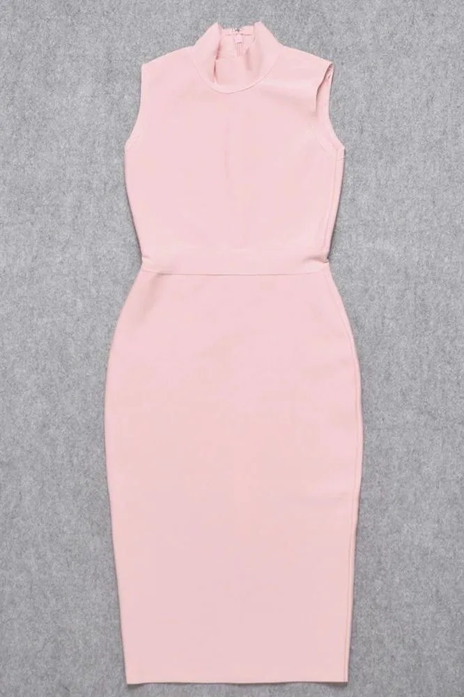 Grace Bandage Midi Dress - Dusty Pink