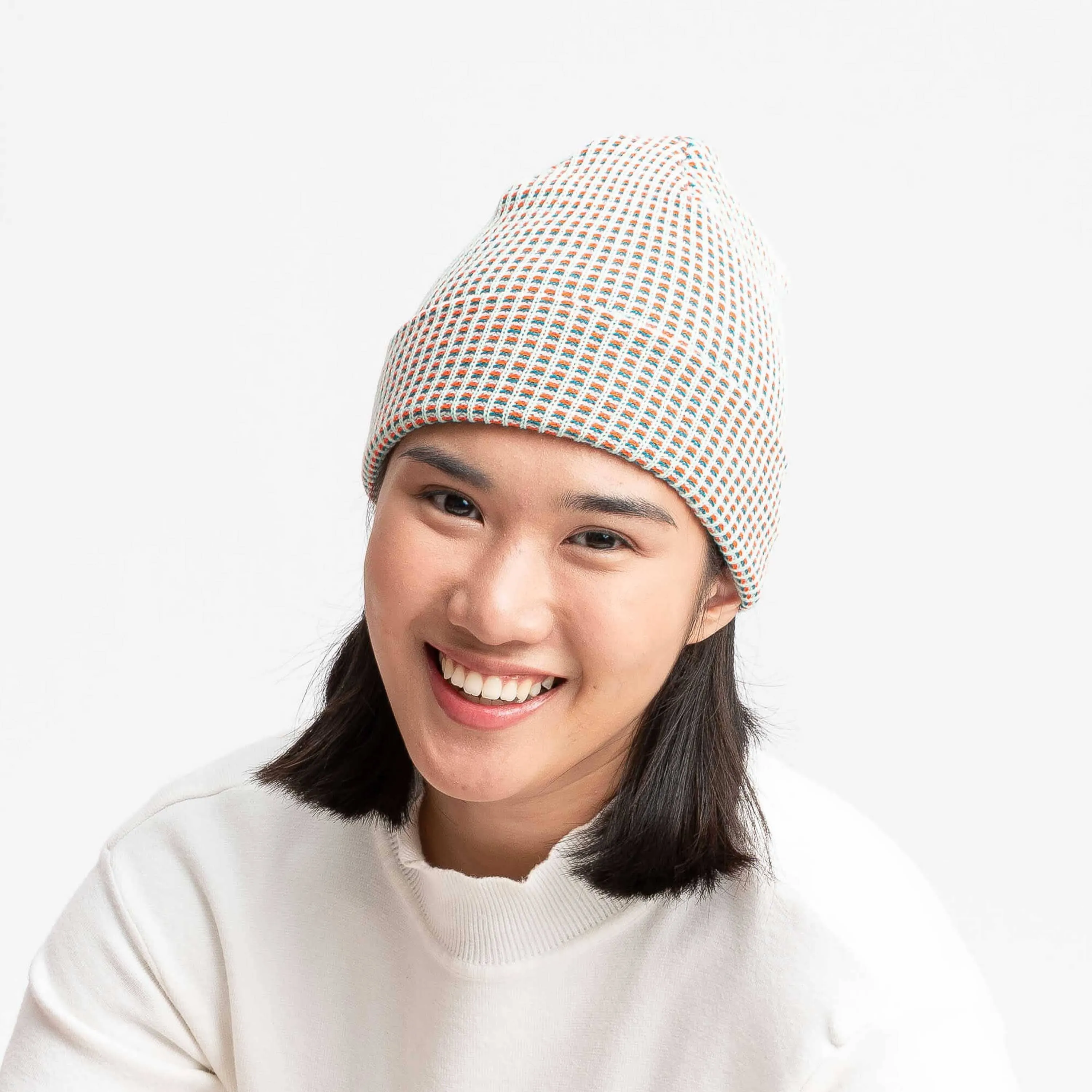 Grid Knit Beanie - Fuchsia