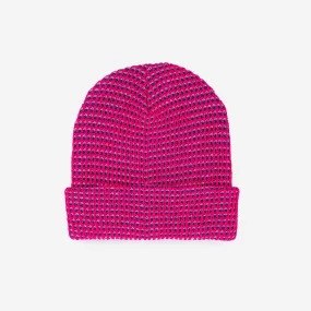 Grid Knit Beanie - Fuchsia