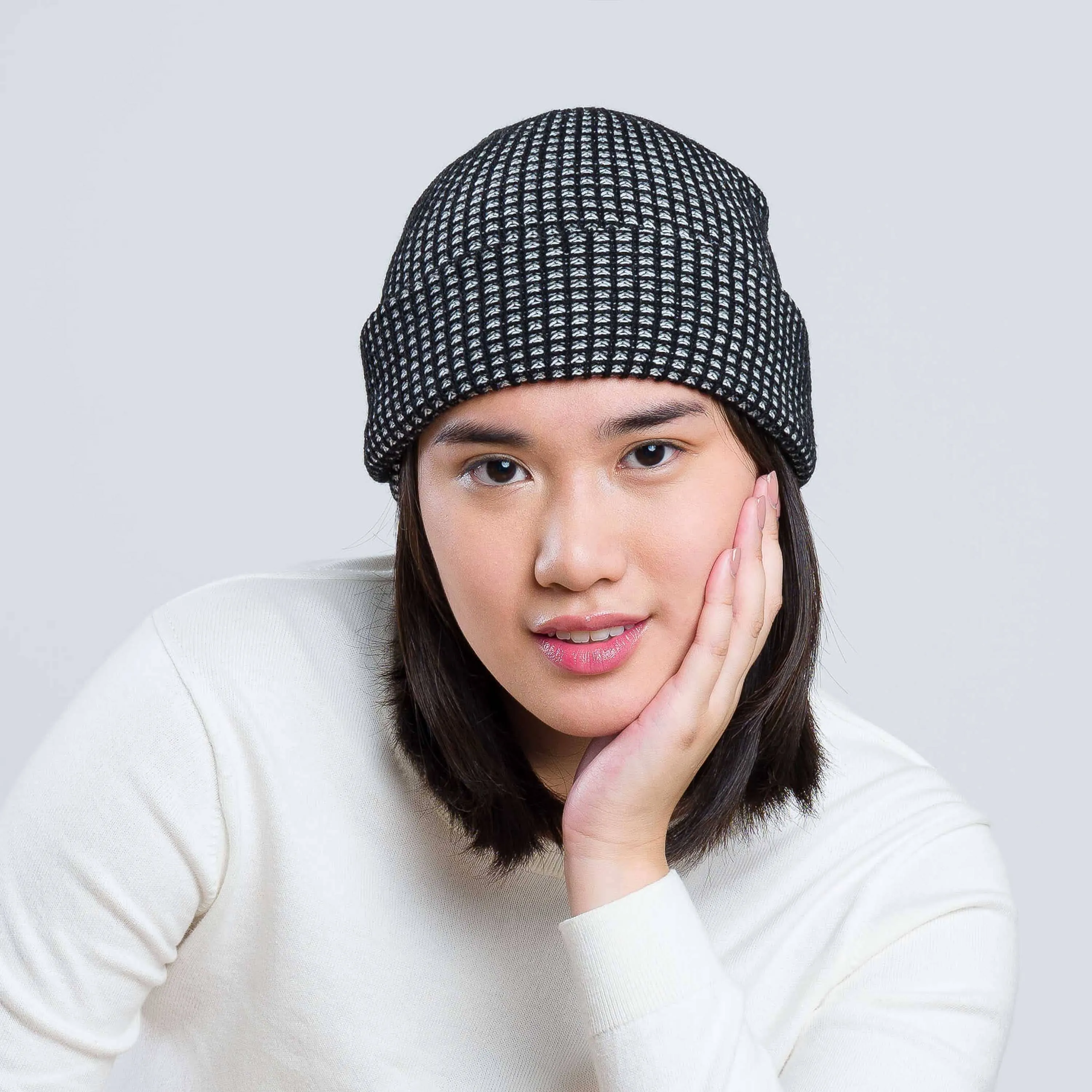 Grid Knit Beanie - Fuchsia