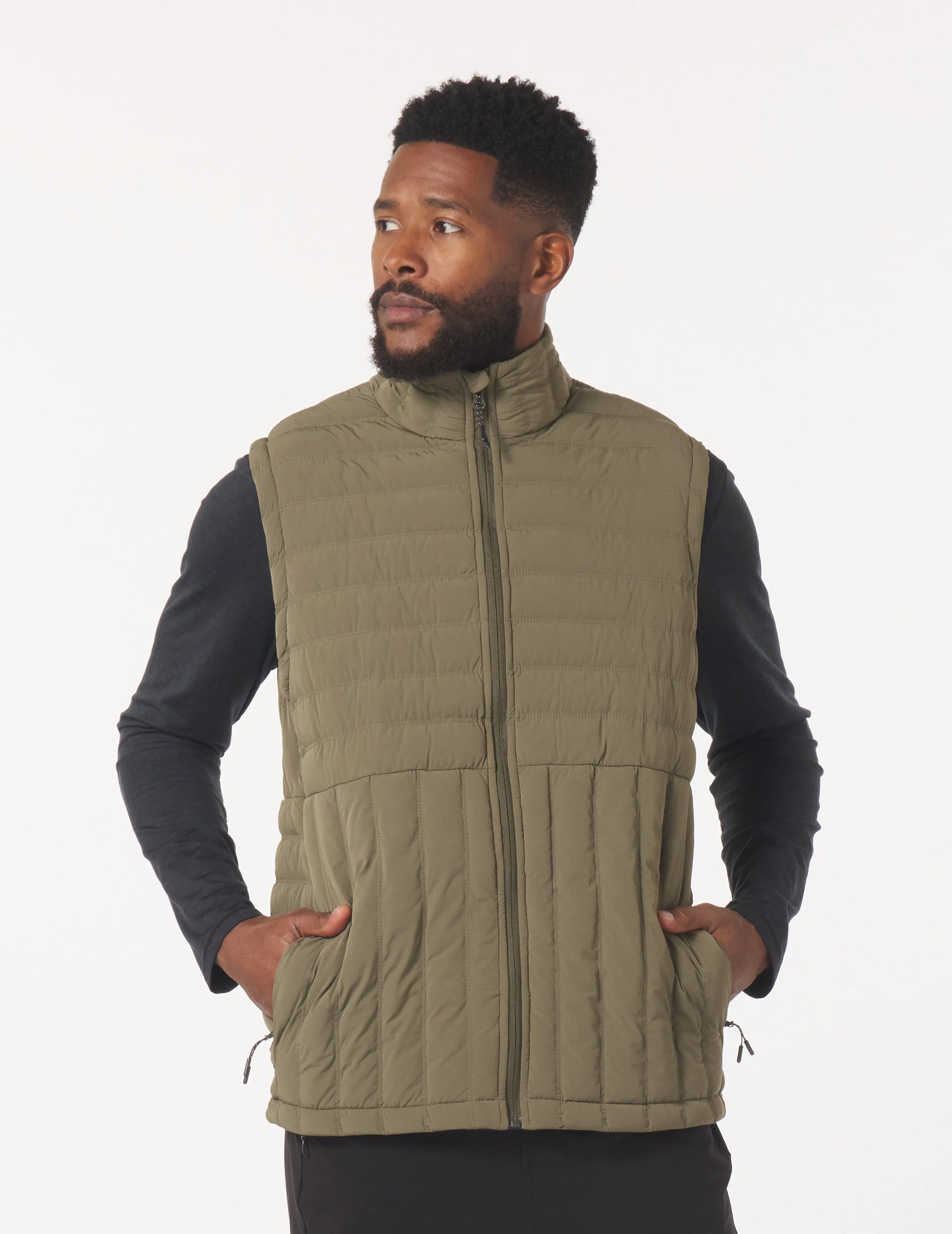 Hybrid Puffer Vest: Moss