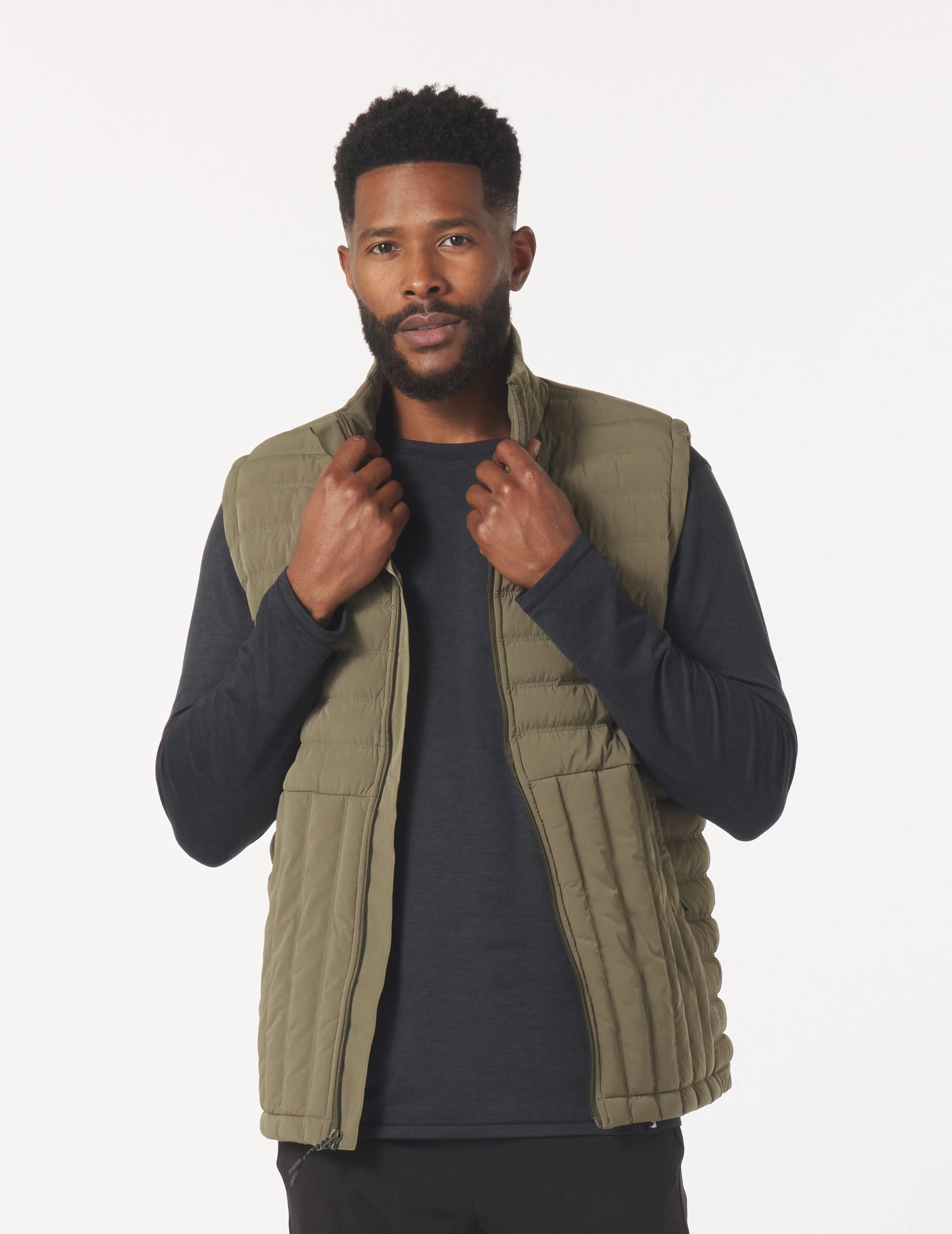 Hybrid Puffer Vest: Moss