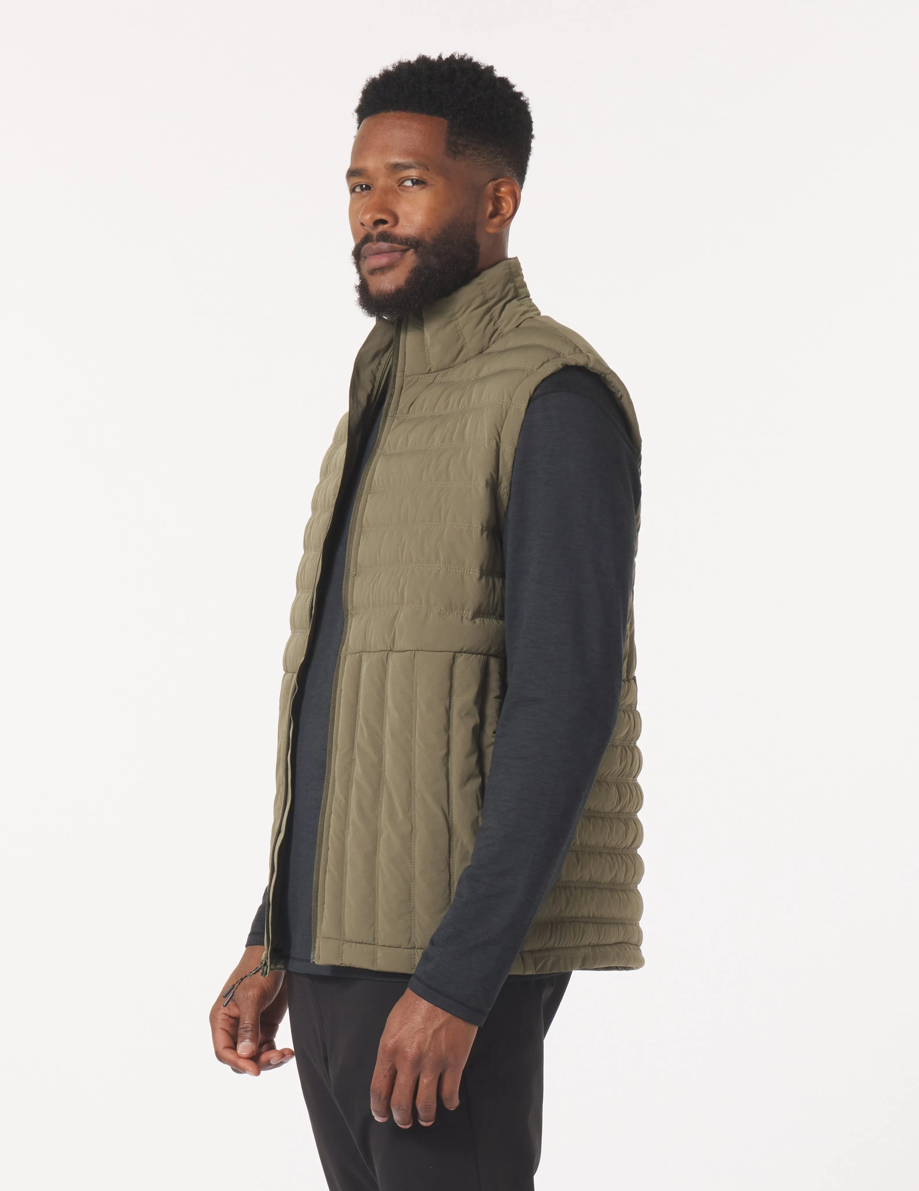 Hybrid Puffer Vest: Moss