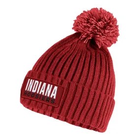 Indiana Hoosiers Adidas Rib Cuff Pom Crimson Knit Hat