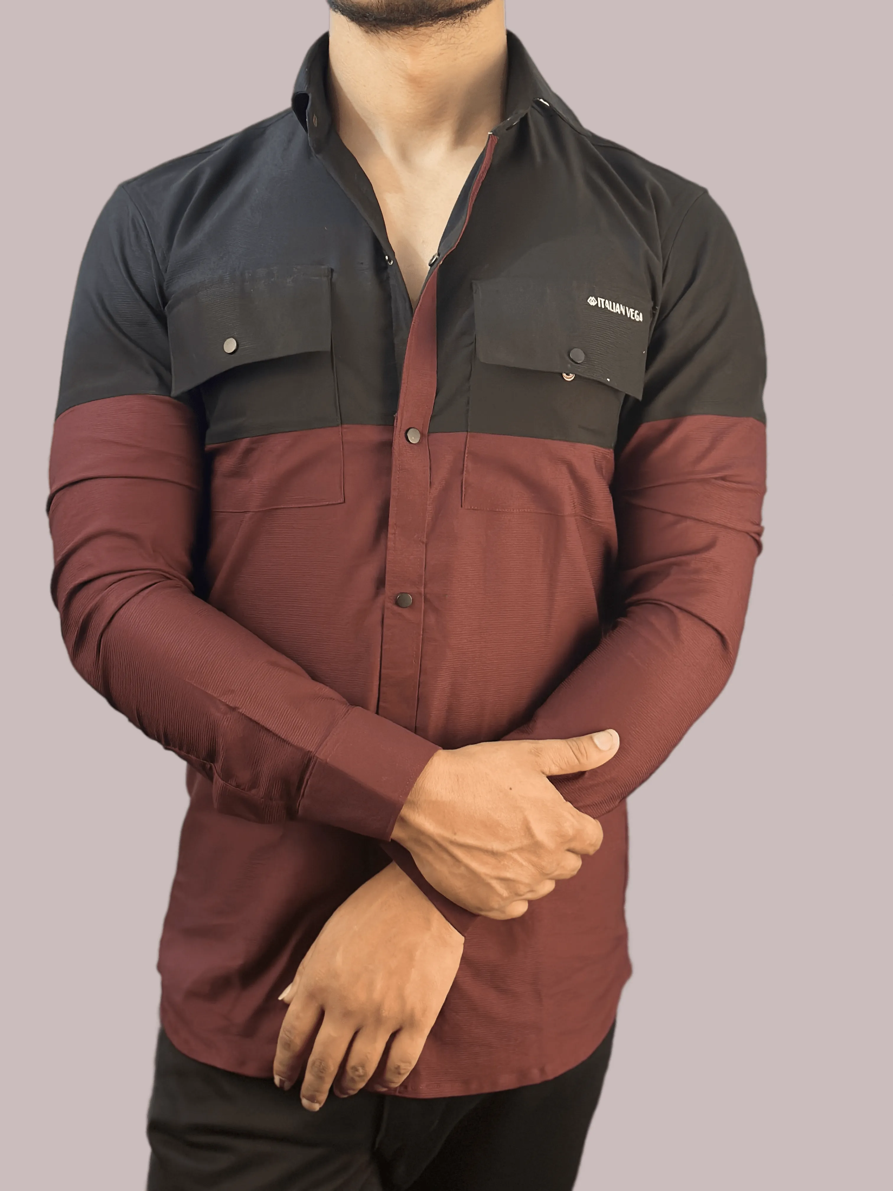 Italian Vega Dual Shade Corduroy Shirt T187