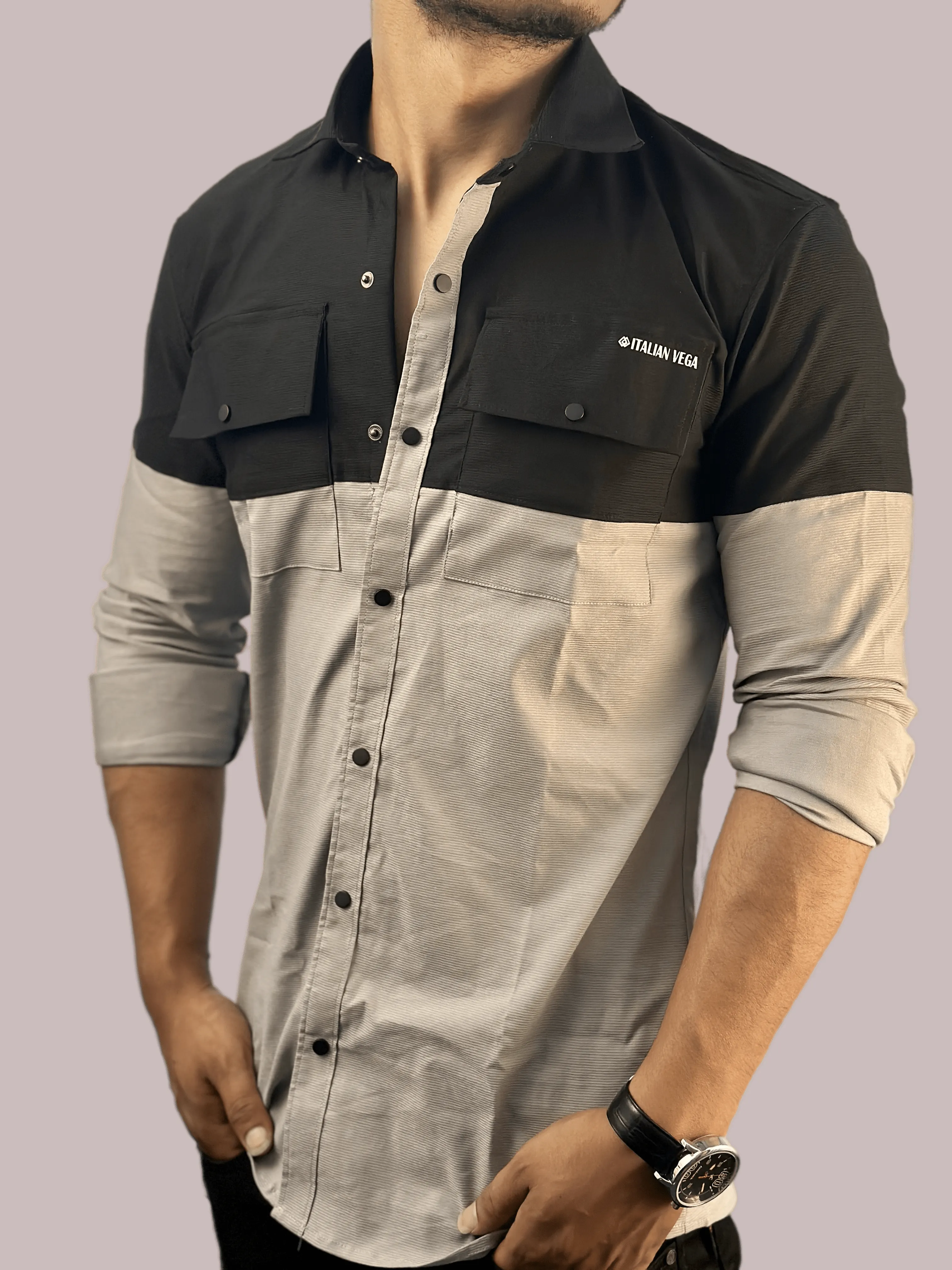 Italian Vega Dual Shade Corduroy Shirt T189