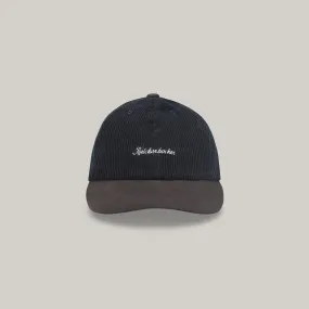 KNICKERBOCKER SCRIPT CORDUROY HAT - BLACK