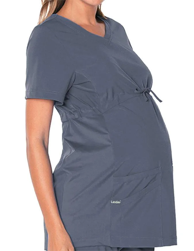 Landau Proflex Women's Maternity V-Neck Tunic Solid Scrub Top