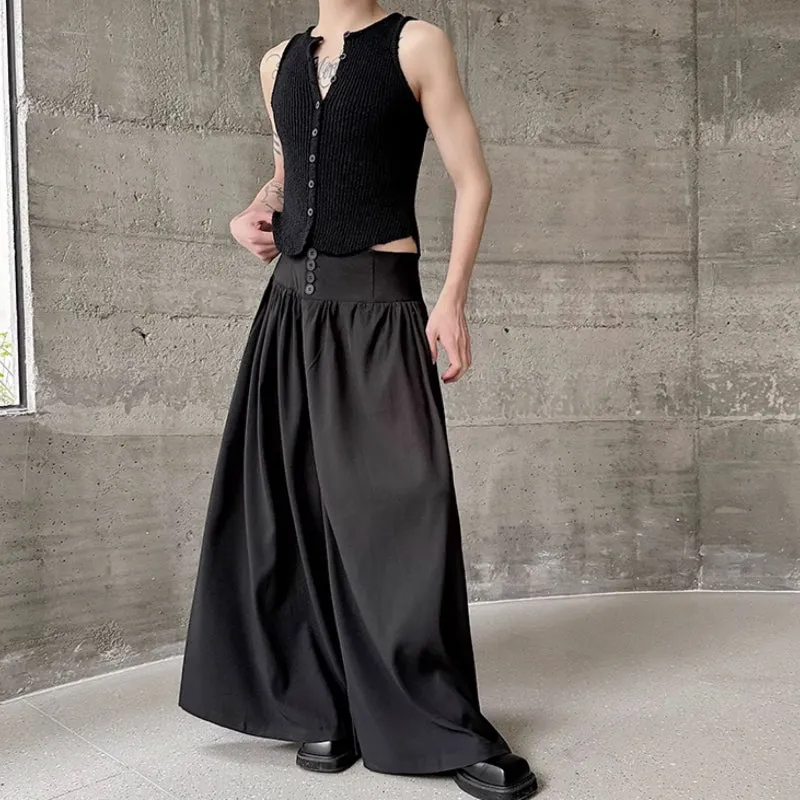 Layered Pleated Drape Wide-leg Culottes