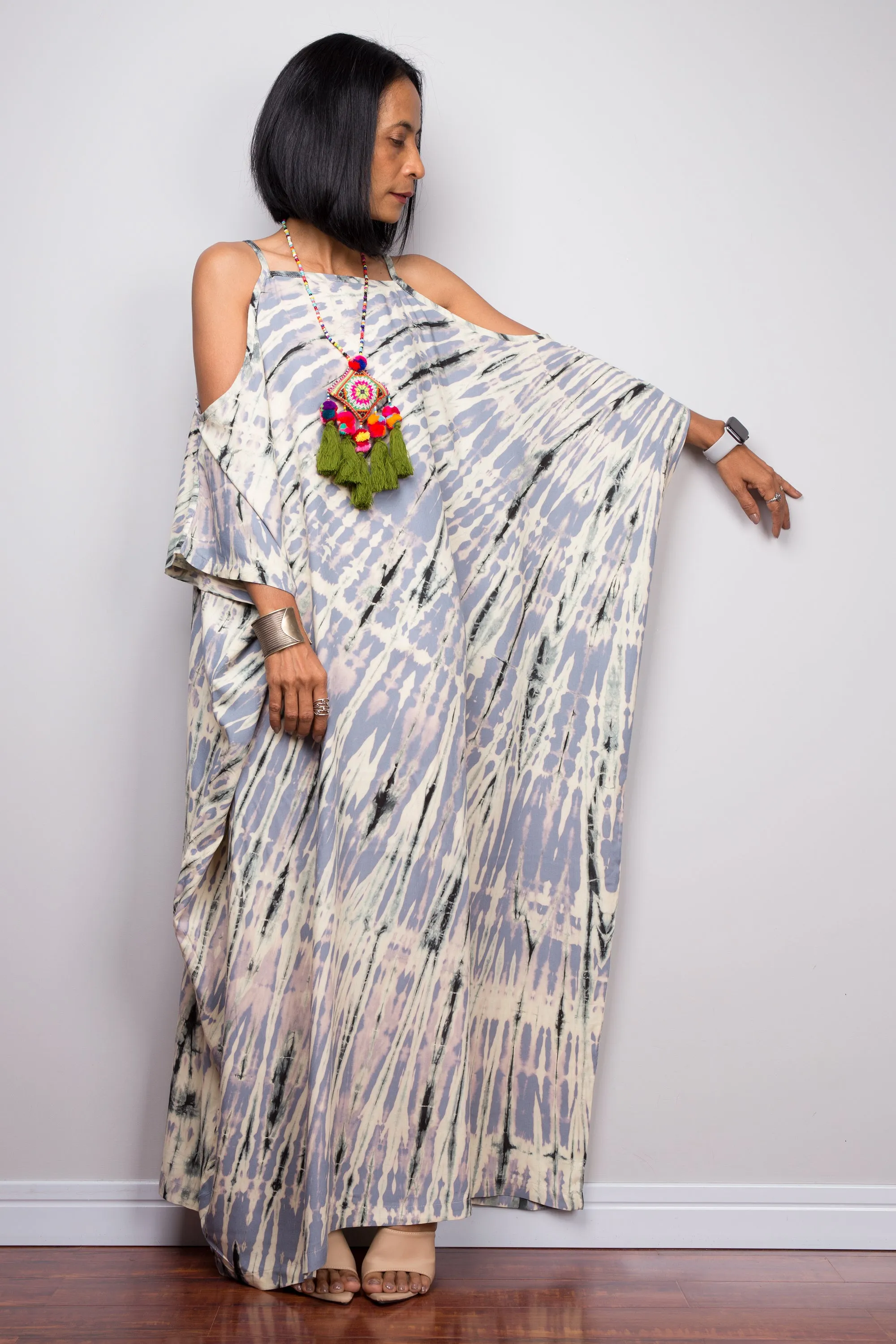 Light Grey tie dye kaftan dress