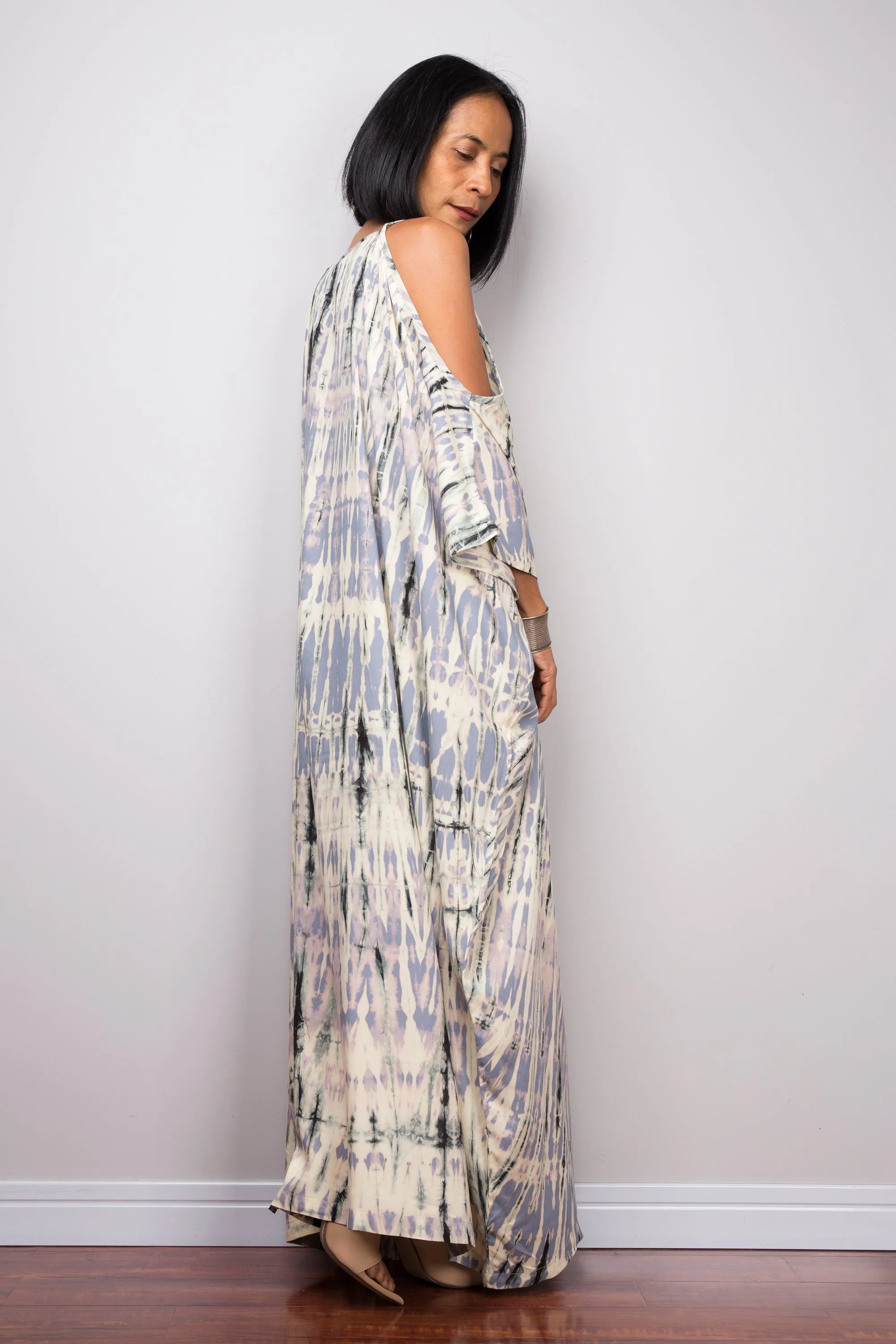 Light Grey tie dye kaftan dress