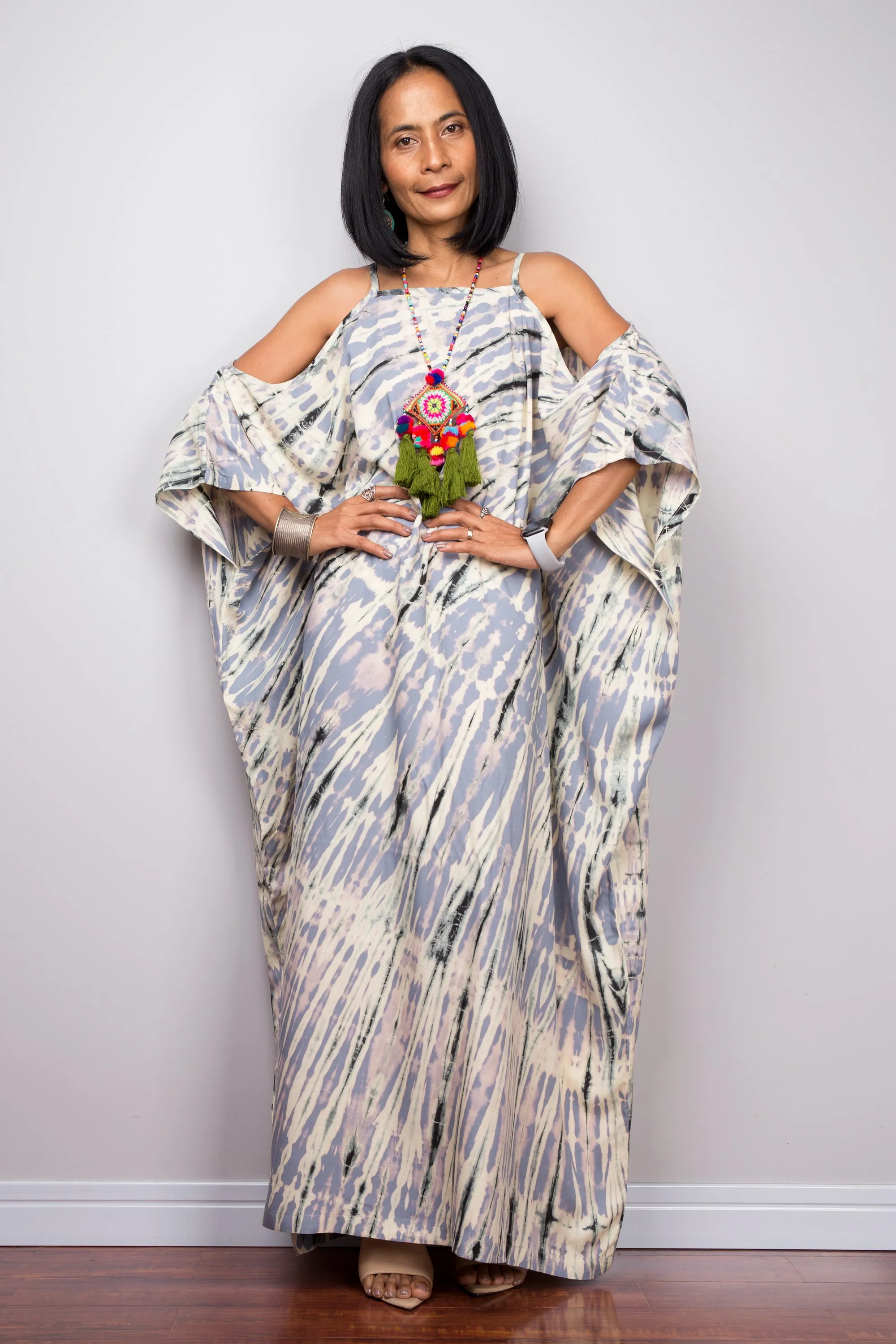 Light Grey tie dye kaftan dress