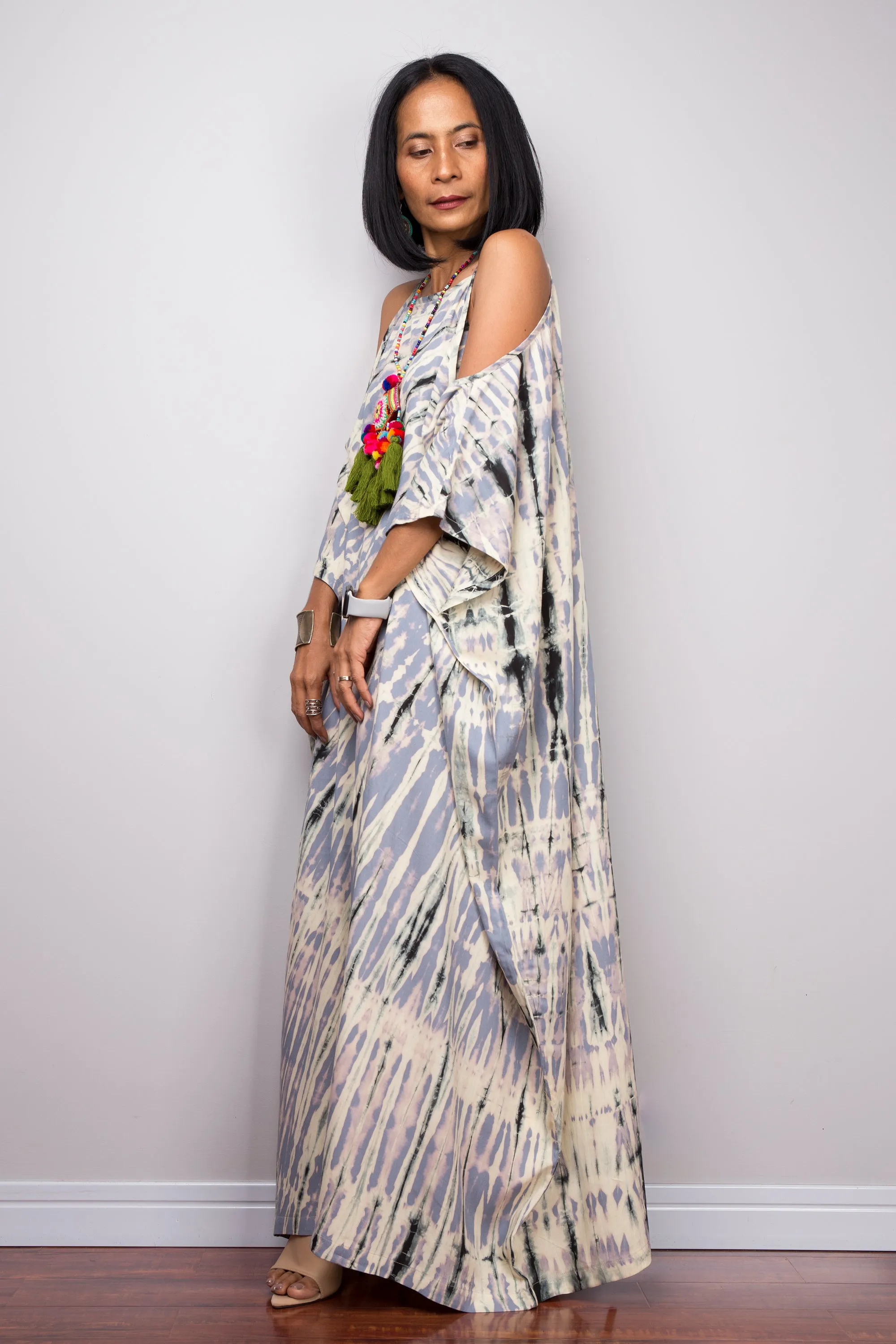 Light Grey tie dye kaftan dress