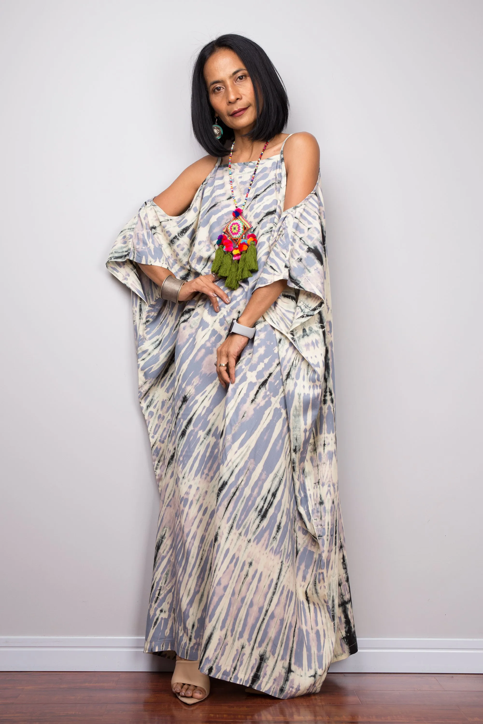 Light Grey tie dye kaftan dress