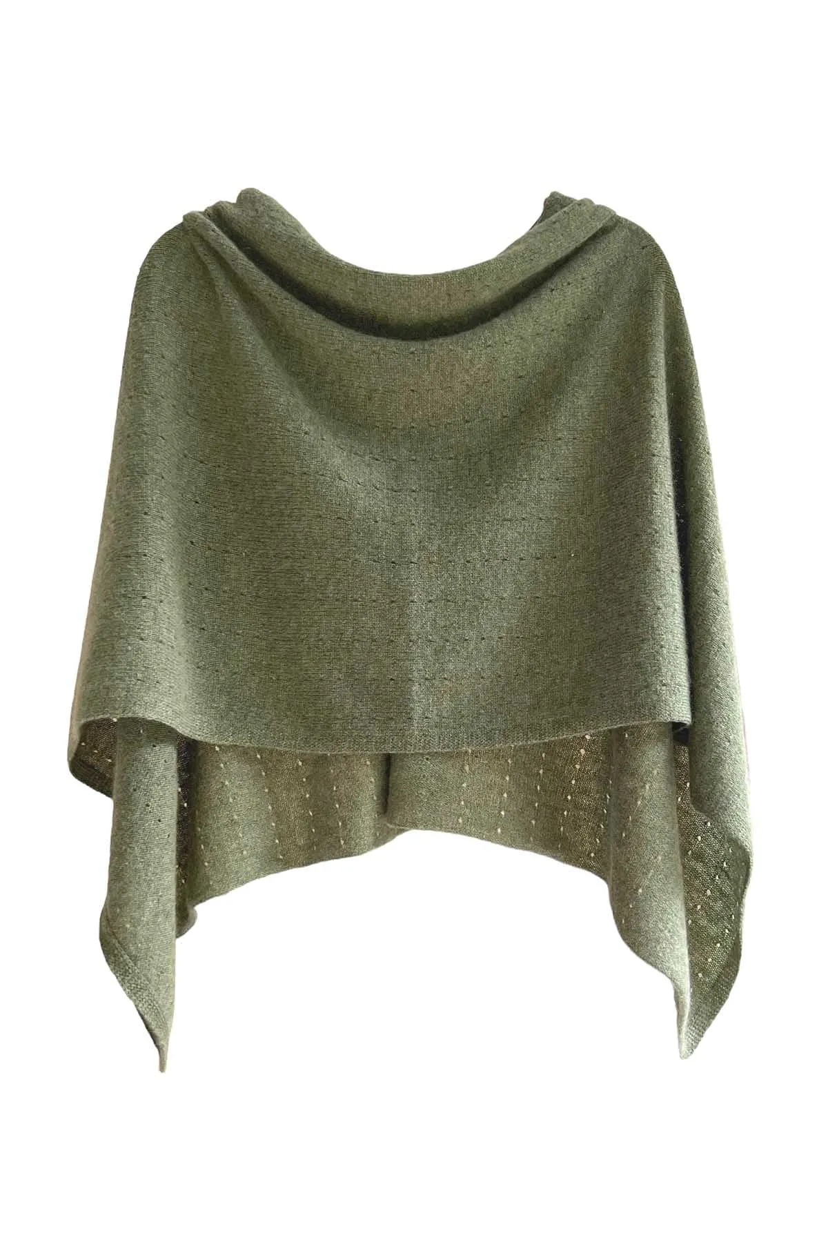 Light olive green cashmere poncho Multiway