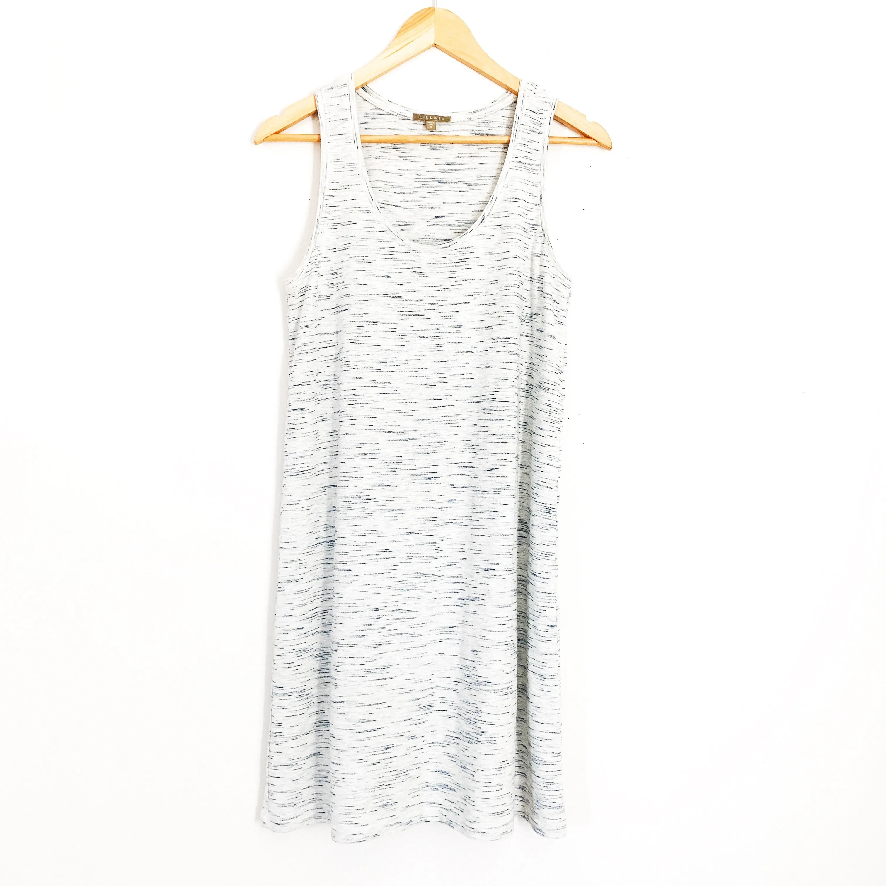 Lilla P Heathered White & Grey Cotton Tank Dress- Size S