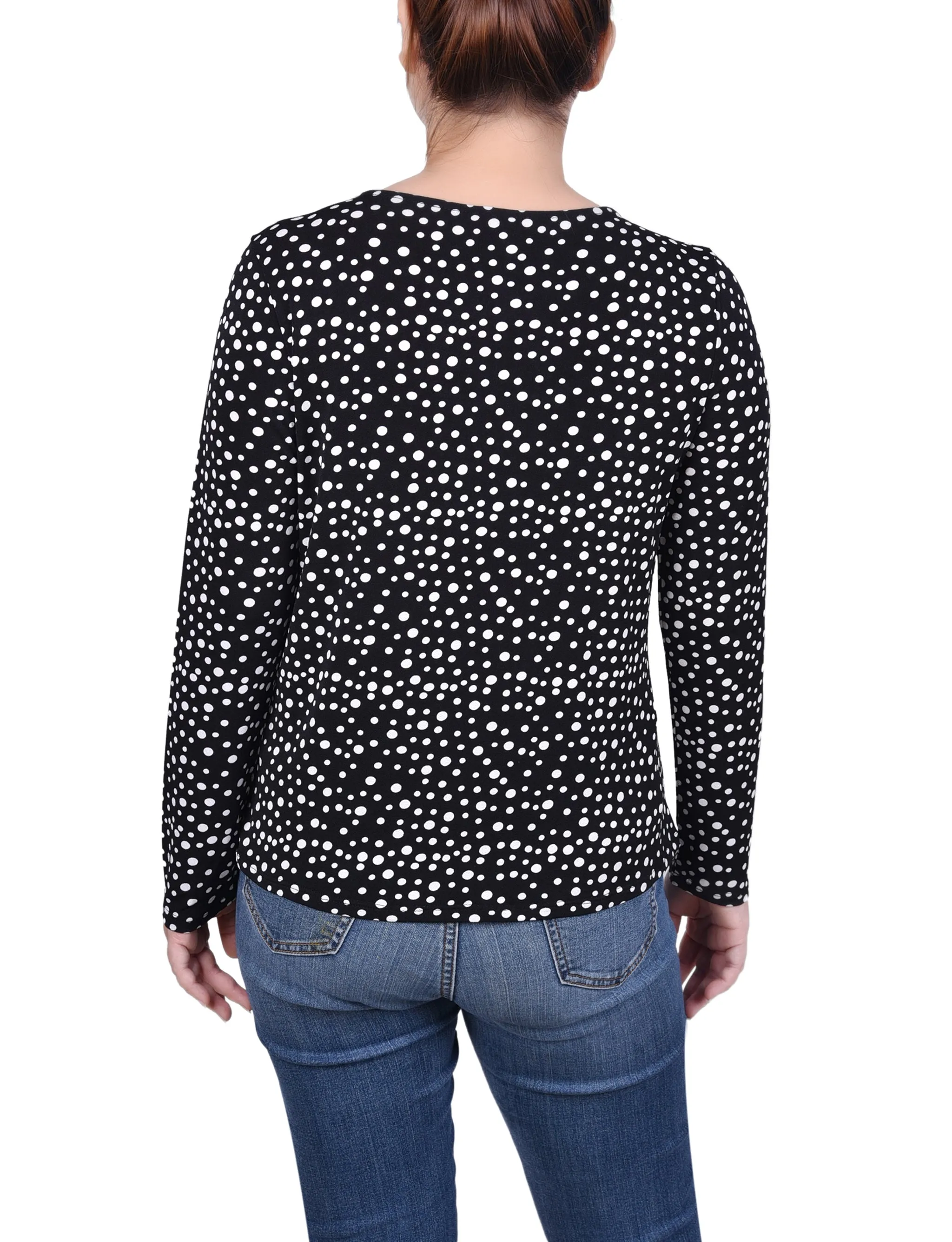 Long Sleeve Jeweled Neck Top