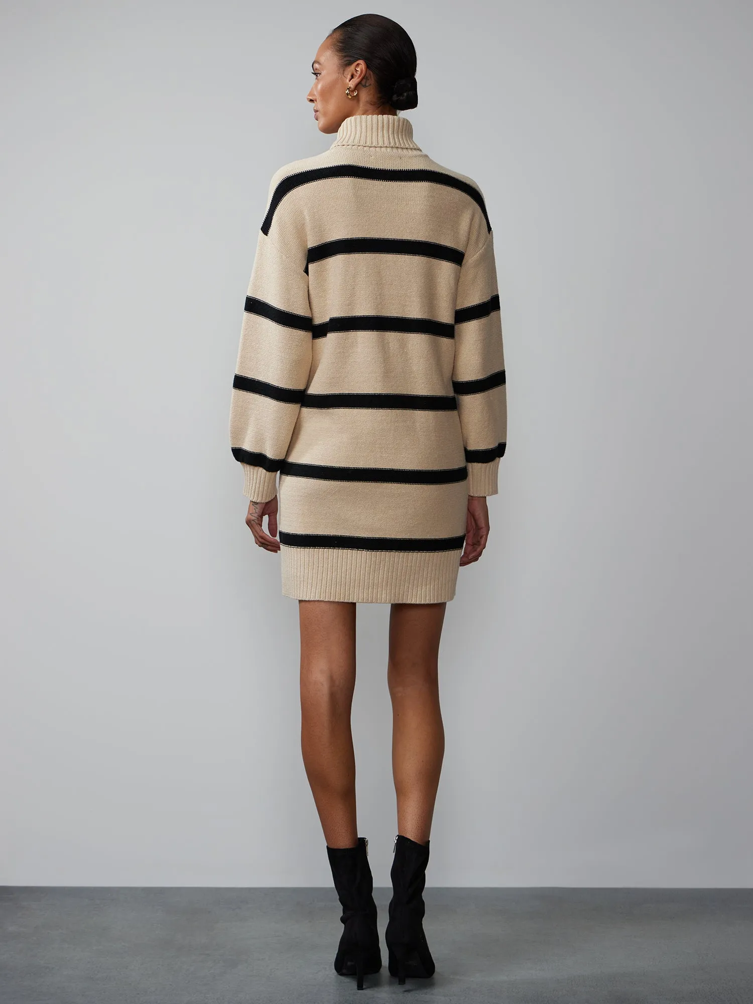 Long Sleeve Turtleneck Cable Knit Sweater Dress