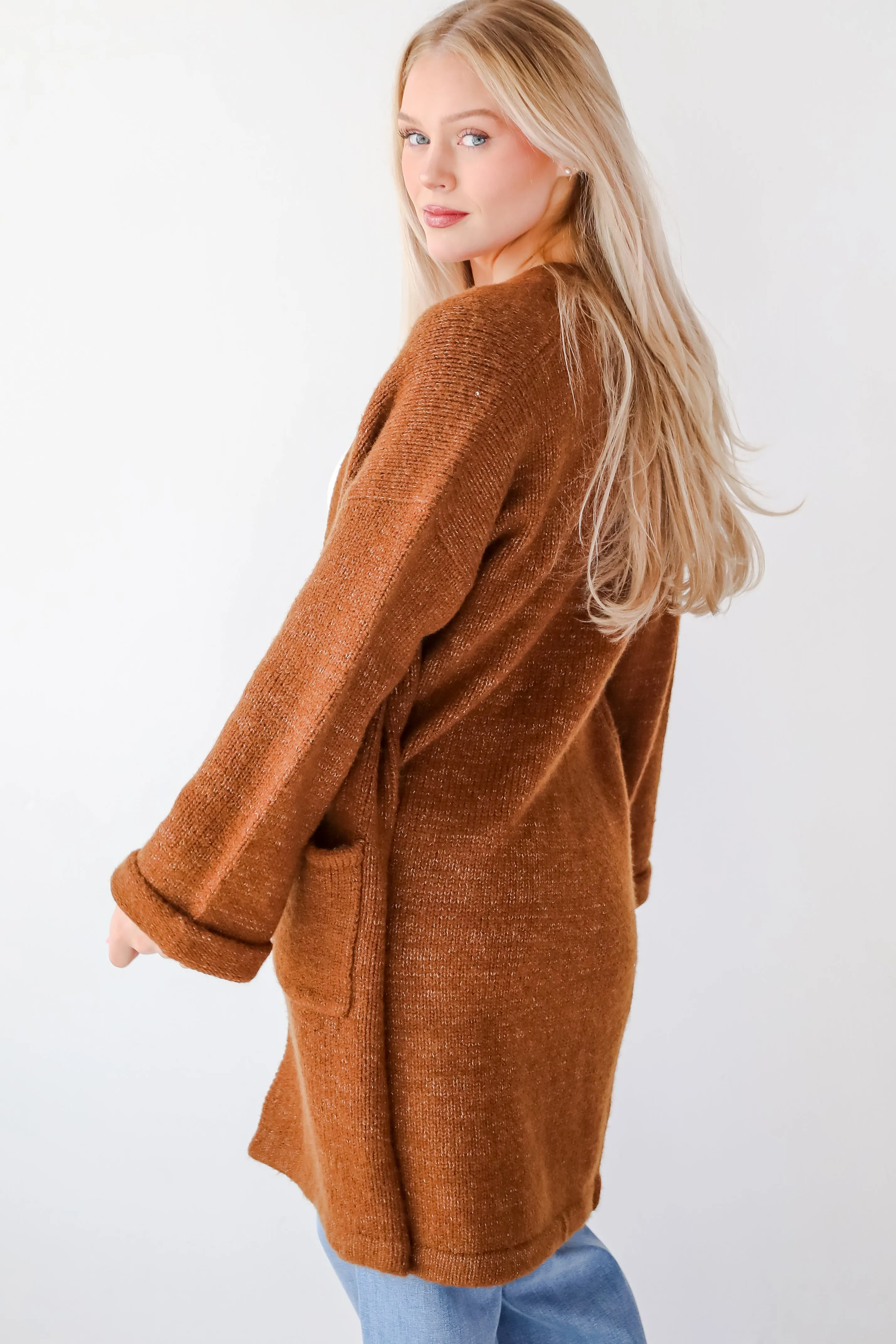 Luxurious Era Brown Longline Sweater Cardigan